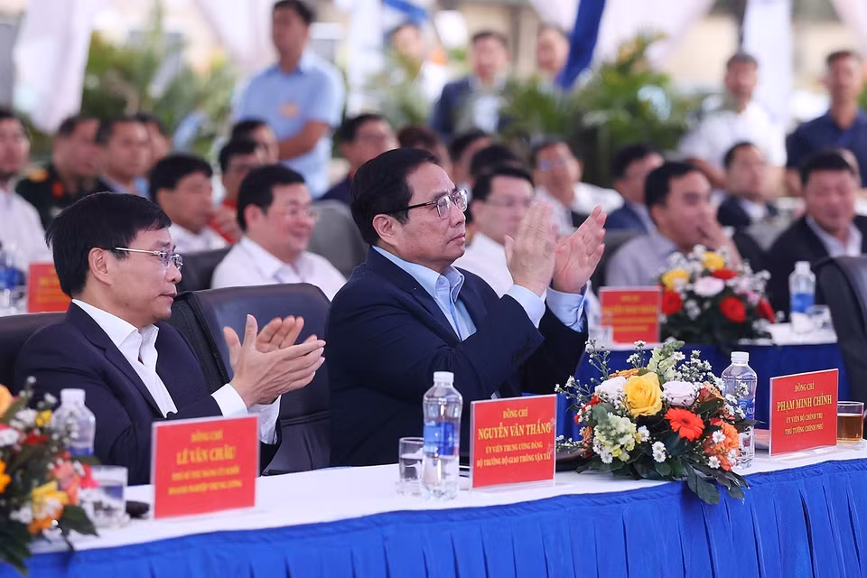 Thủ tướng Phạm Minh Chính dự lễ khởi công Dự án xây dựng nhà ga hành khách T3 Cảng hàng không quốc tế Tân Sơn Nhất. (Ảnh: Dương Giang/TTXVN)