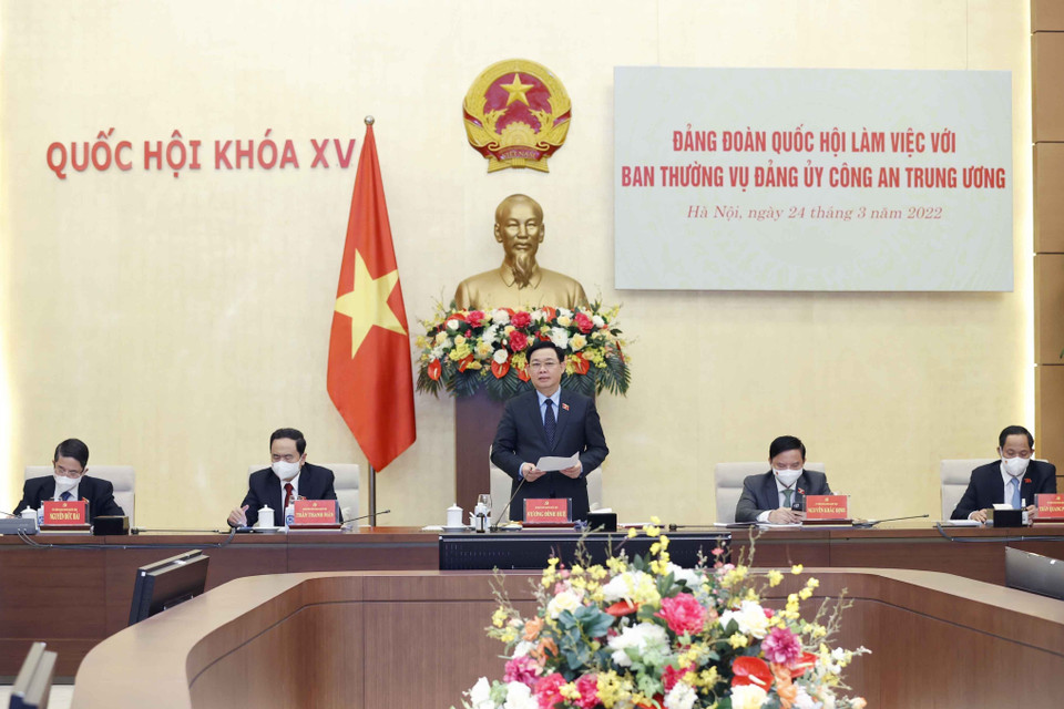 Chủ tịch Quốc hội Vương Đình Huệ phát biểu. (Ảnh: Doãn Tấn/TTXVN)