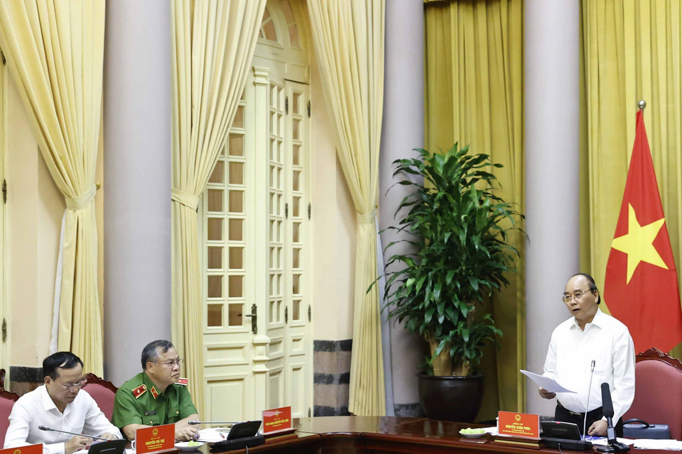 Chủ tịch nước Nguyễn Xuân Phúc phát biểu. (Ảnh: Thống Nhất/TTXVN)