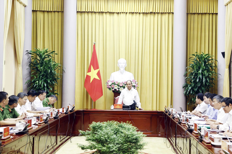 Chủ tịch nước Nguyễn Xuân Phúc phát biểu. (Ảnh: Thống Nhất/TTXVN)