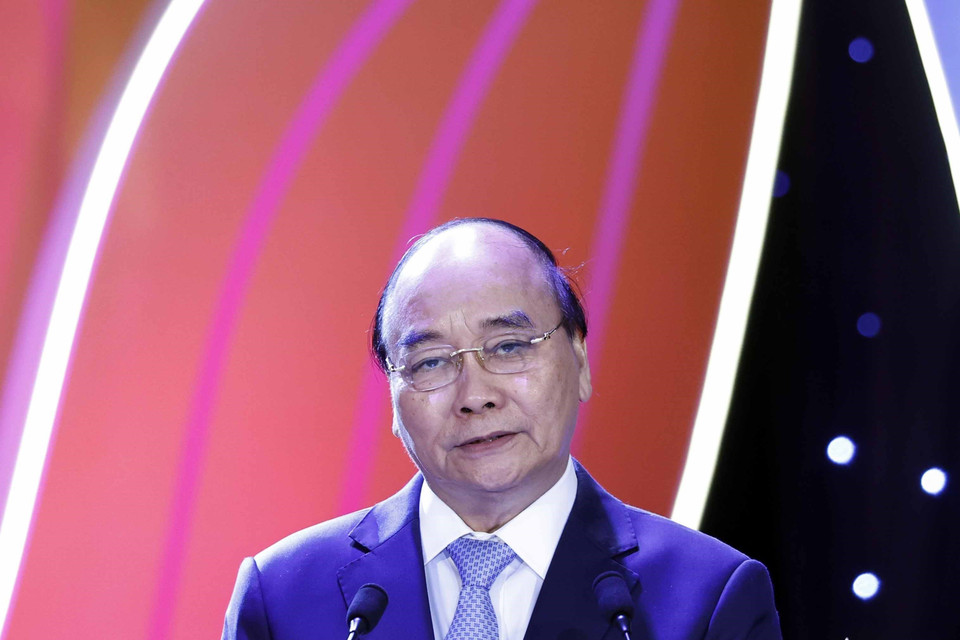 Chủ tịch nước Nguyễn Xuân Phúc phát biểu. (Ảnh: Thống Nhất/TTXVN)