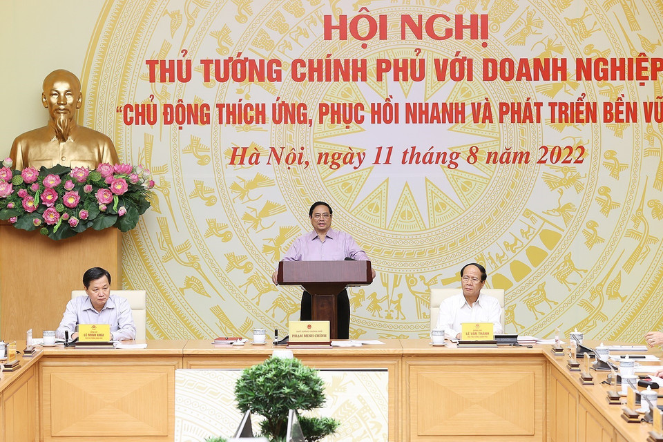 Thủ tướng Phạm Minh Chính chủ trì hội nghị. (Ảnh: Dương Giang/TTXVN)