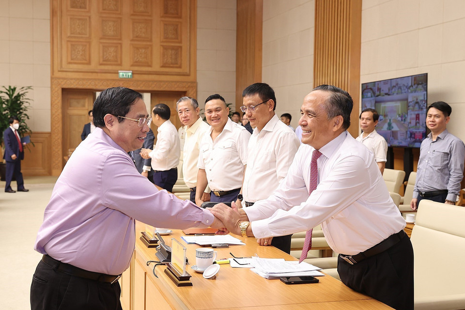 Thủ tướng Phạm Minh Chính với các đại biểu tham dự Hội nghị. (Ảnh: Dương Giang/TTXVN)