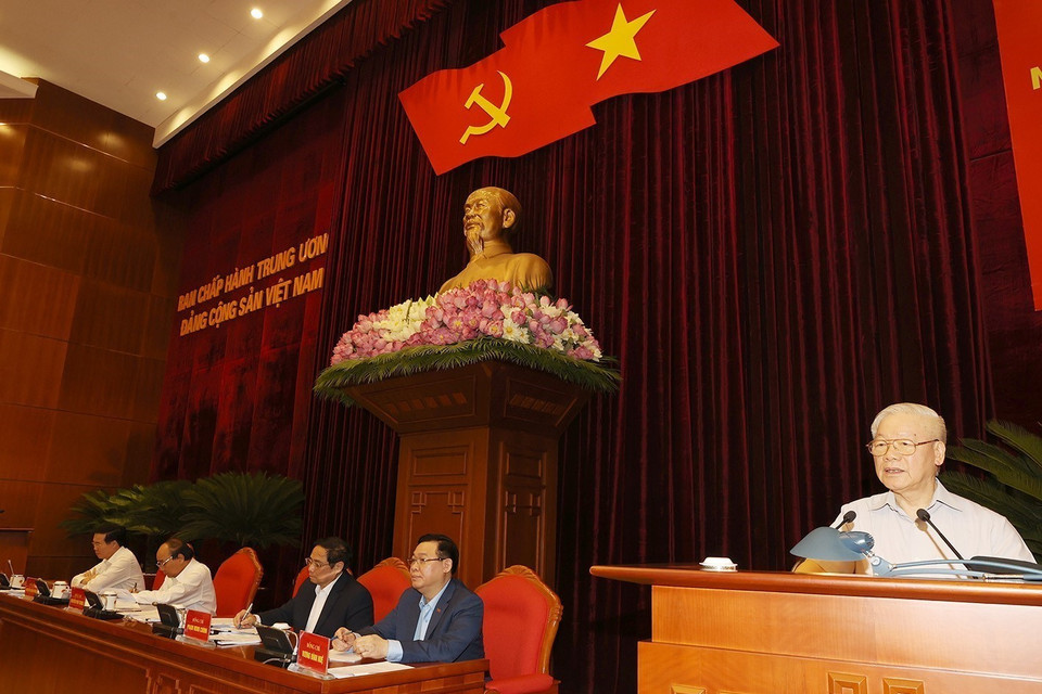 Tổng Bí thư Nguyễn Phú Trọng phát biểu tại hội nghị. (Ảnh: Trí Dũng/TTXVN)