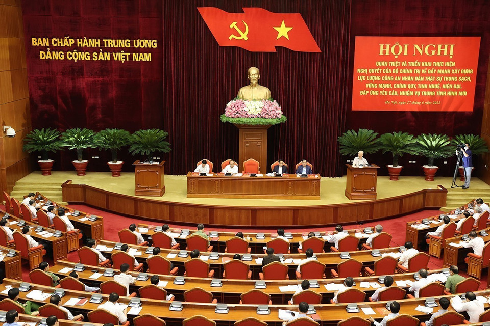 Tổng Bí thư Nguyễn Phú Trọng phát biểu tại hội nghị. (Ảnh: Trí Dũng/TTXVN)