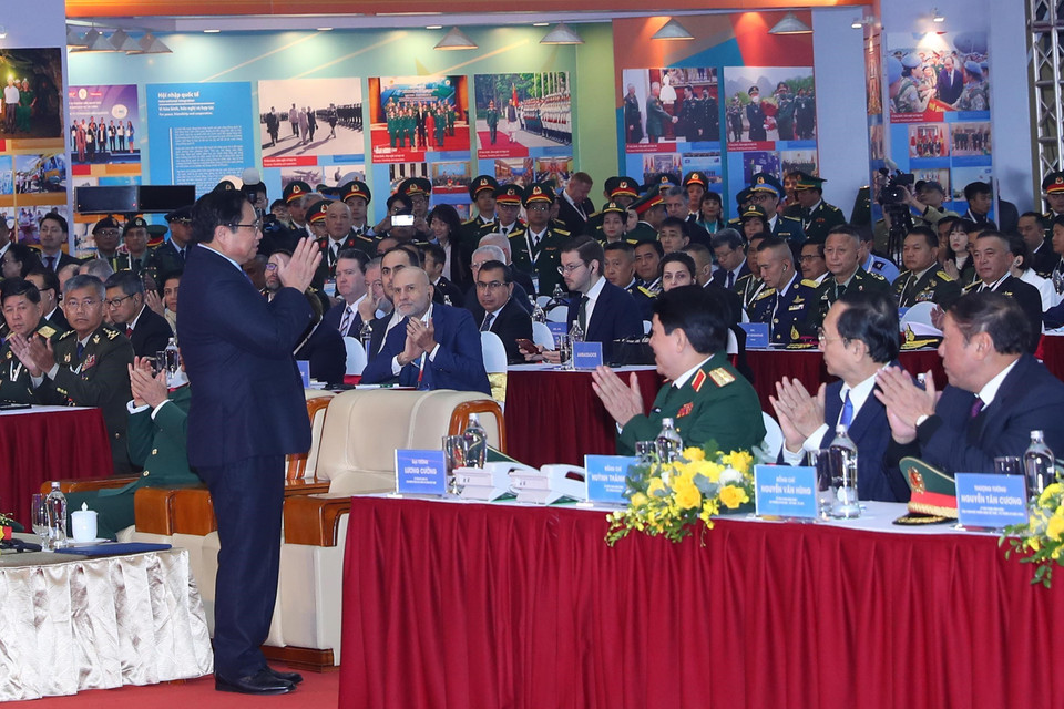 Thủ tướng Phạm Minh Chính đến dự Lễ khai mạc Triển lãm Quốc phòng quốc tế 2022. (Ảnh: Trọng Đức/TTXVN)