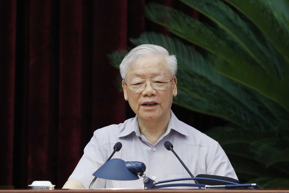 Tổng Bí thư Nguyễn Phú Trọng phát biểu chỉ đạo hội nghị. (Ảnh: Phương Hoa/TTXVN)