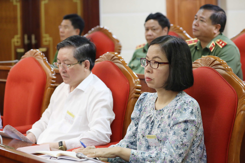 Tổng Giám đốc Thông tấn xã Việt Nam Vũ Việt Trang cùng các đại biểu dự hội nghị. (Ảnh: Phương Hoa/TTXVN)