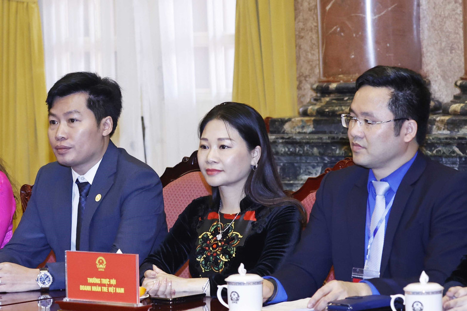 Các doanh nhân trẻ tham dự buổi gặp mặt. (Ảnh: Thống Nhất/TTXVN)