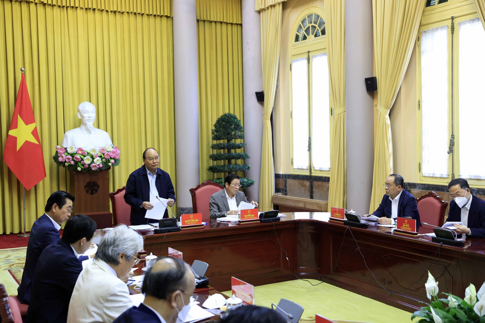 Chủ tịch nước Nguyễn Xuân Phúc phát biểu. (Ảnh: Thống Nhất/TTXVN)