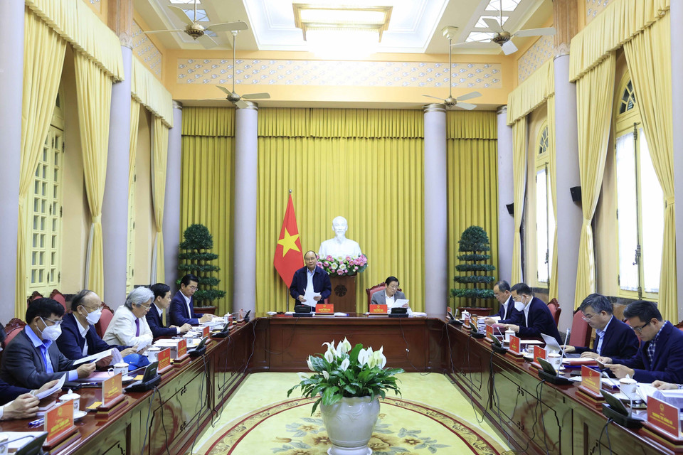 Chủ tịch nước Nguyễn Xuân Phúc phát biểu. (Ảnh: Thống Nhất/TTXVN)