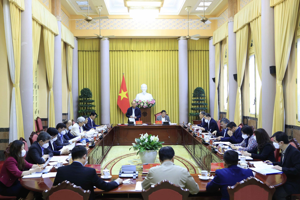 Chủ tịch nước Nguyễn Xuân Phúc phát biểu. (Ảnh: Thống Nhất/TTXVN)