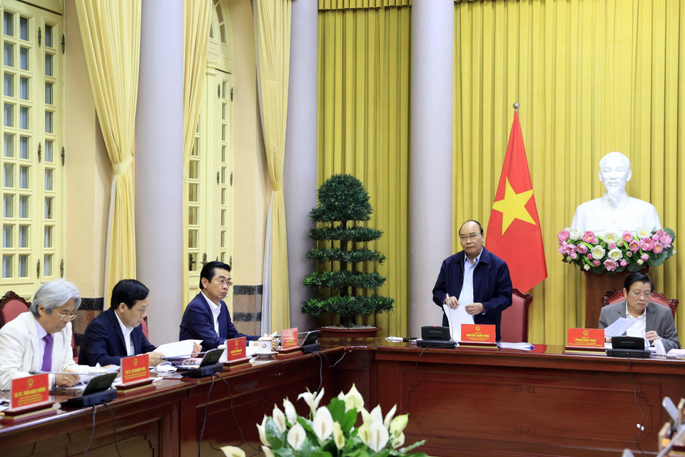 Chủ tịch nước Nguyễn Xuân Phúc phát biểu. (Ảnh: Thống Nhất/TTXVN)