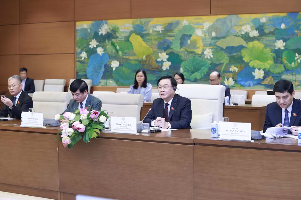 Chủ tịch Quốc hội Vương Đình Huệ nhấn mạnh:Việt Nam luôn ủng hộ tăng cường quan hệ đối tác chiến lược ASEAN-EU. Việt Nam cũng như Quốc hội Việt Nam sẵn sàng đóng vai trò tích cực trong tiến trình này. (Ảnh: Doãn Tấn/TTXVN)