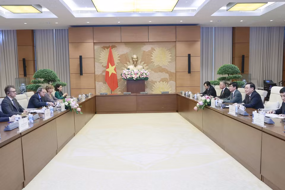 Quang cảnh buổi tiếp đón và làm việc. (Ảnh: Doãn Tấn/TTXVN)