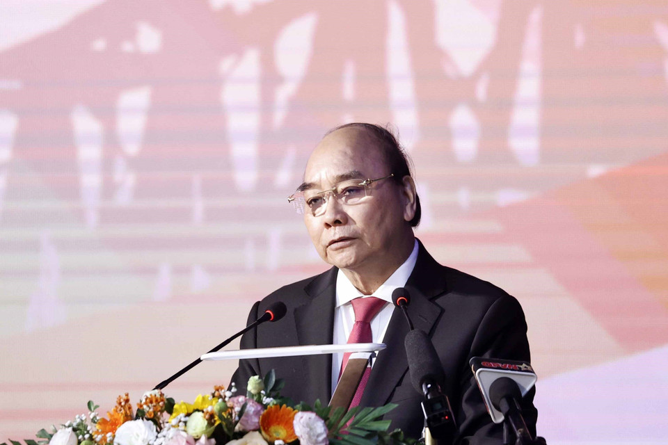 Chủ tịch nước Nguyễn Xuân Phúc phát biểu. (Ảnh: Thống Nhất/TTXVN)