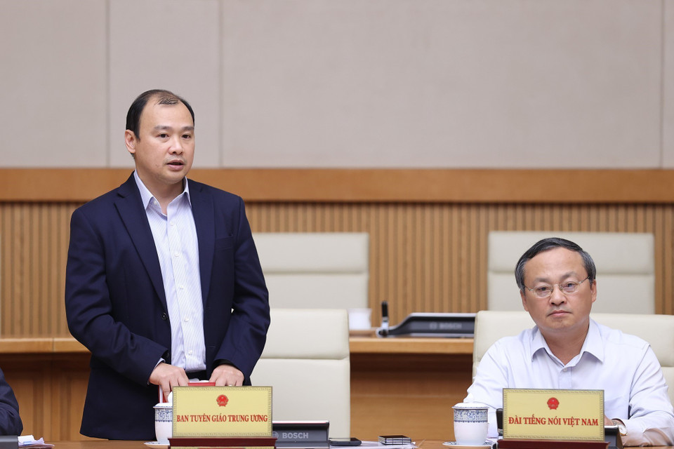 Phó Trưởng Ban Tuyên giáo Trung ương Lê Hải Bình phát biểu. (Ảnh: Dương Giang/TTXVN)