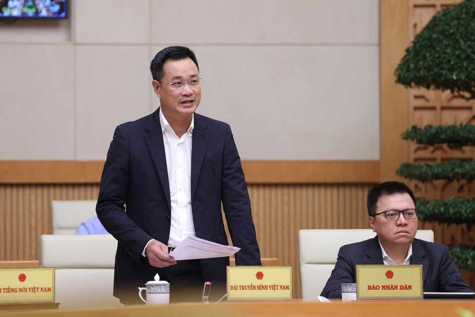 Tổng Giám đốc Đài Truyền hình Việt Nam Lê Ngọc Quang phát biểu. (Ảnh: Dương Giang/TTXVN)