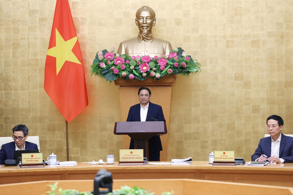 Thủ tướng Phạm Minh Chính phát biểu kết luận. (Ảnh: Dương Giang/TTXVN)