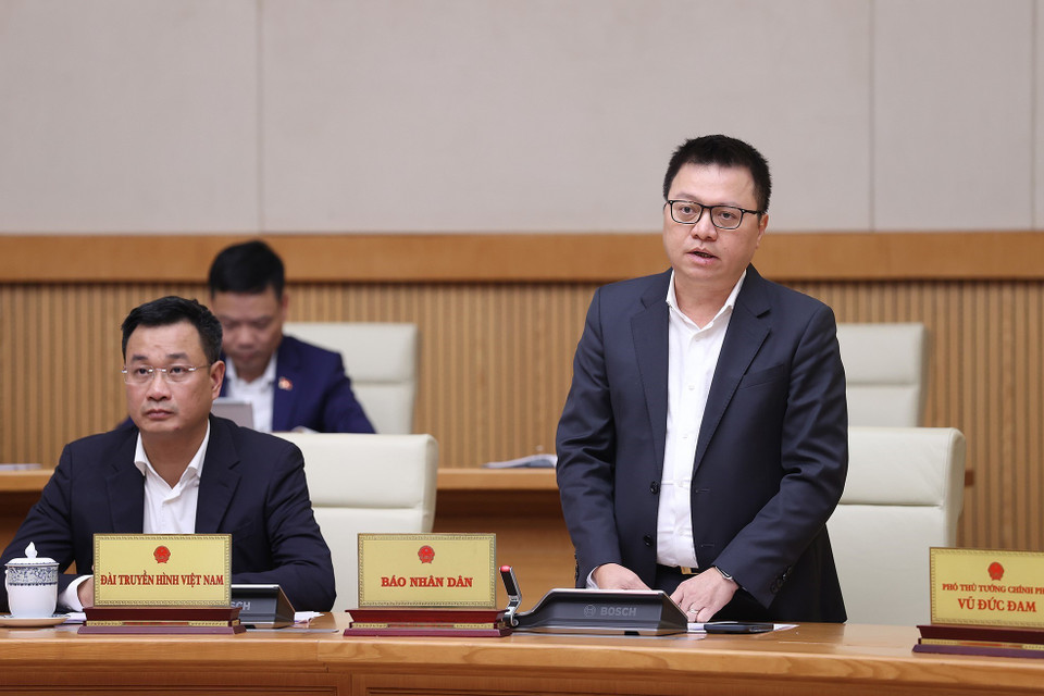 Tổng Biên tập Báo Nhân Dân Lê Quốc Minh phát biểu. (Ảnh: Dương Giang/TTXVN)