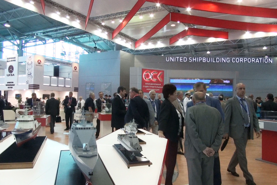 Gian trưng bày của Công ty Đóng tàu thống nhất Nga USC. (Ảnh: Duy Trinh/Vietnam+)