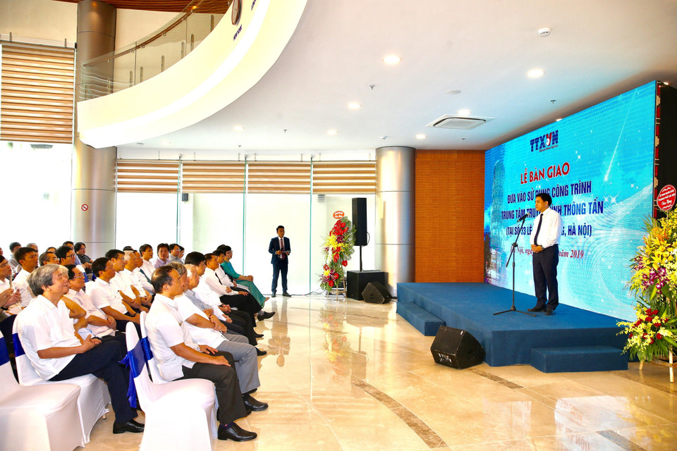 Chủ tịch Ủy ban Nhân dân thành phố Hà Nội Nguyễn Đức Chung phát biểu. (Ảnh: Dương Giang/TTXVN)