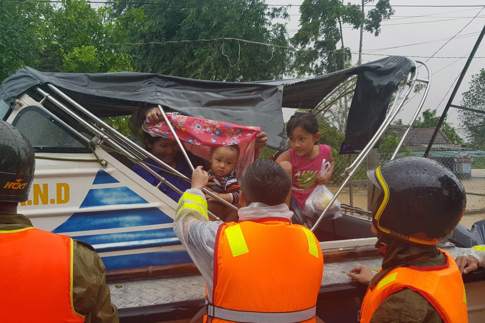 Đây là đợt lũ lớn thứ 3 trong vòng 10 ngày qua ở tỉnh Quảng Trị. (Ảnh: Thanh Thủy/TTXVN)