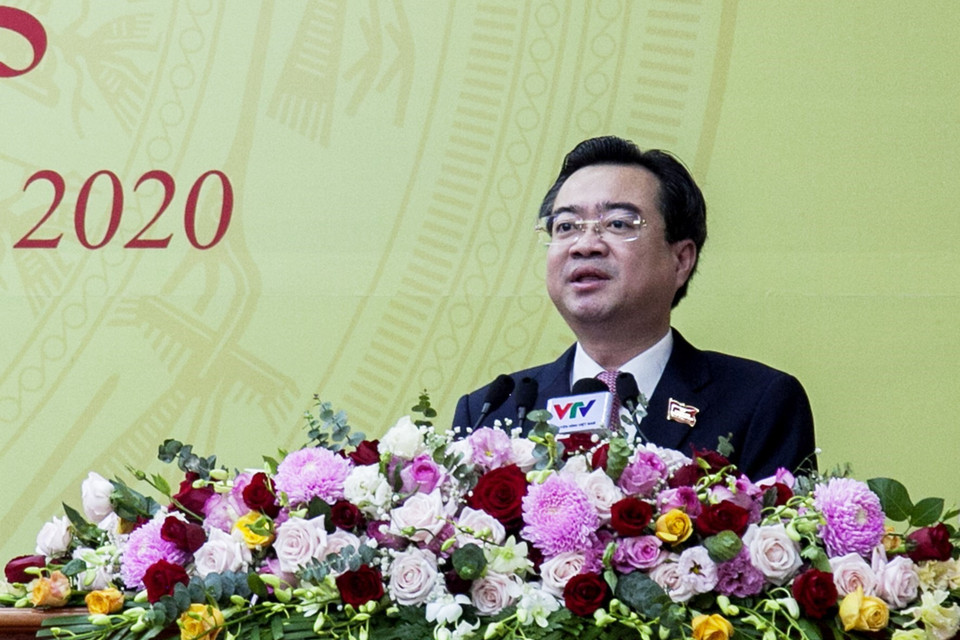 Ủy viên Trung ương Đảng, Bí thư Tỉnh ủy Kiên Giang Nguyễn Thanh Nghị phát biểu khai mạc Đại hội. (Ảnh: Hồng Đạt/TTXVN)