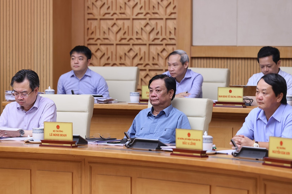 Các Bộ trưởng tham dự Phiên họp Chính phủ thường kỳ tháng 8/2023. (Ảnh: Dương Giang/TTXVN)