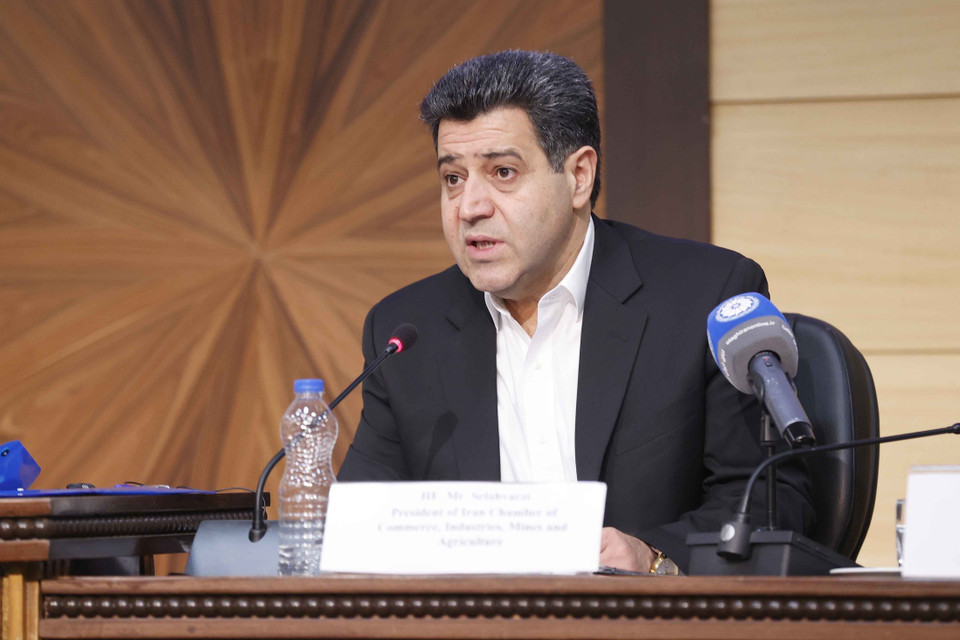 Ông Selahvarzi, Chủ tịch Phòng Thương mại, Công nghiệp, Mỏ và Nông nghiệp Iran (ICCIMA) phát biểu. (Ảnh: Doãn Tấn/TTXVN)