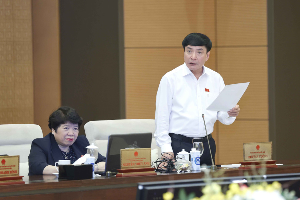 Tổng Thư ký Quốc hội, Chủ nhiệm Văn phòng Quốc hội Bùi Văn Cường phát biểu. (Ảnh: Doãn Tấn/TTXVN)