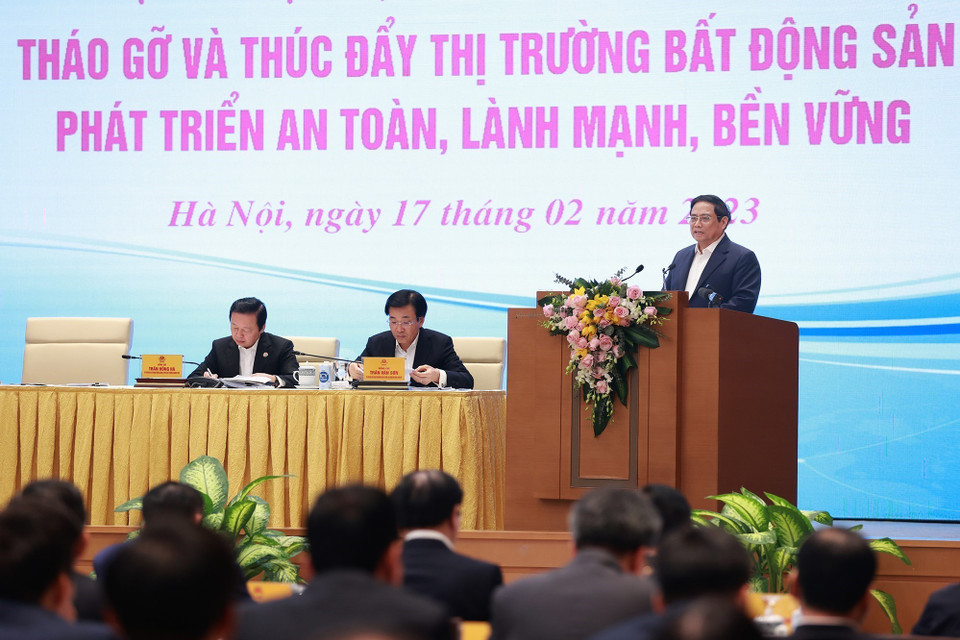 Thủ tướng Phạm Minh Chính phát biểu chỉ đạo hội nghị. (Ảnh: Dương Giang/TTXVN)