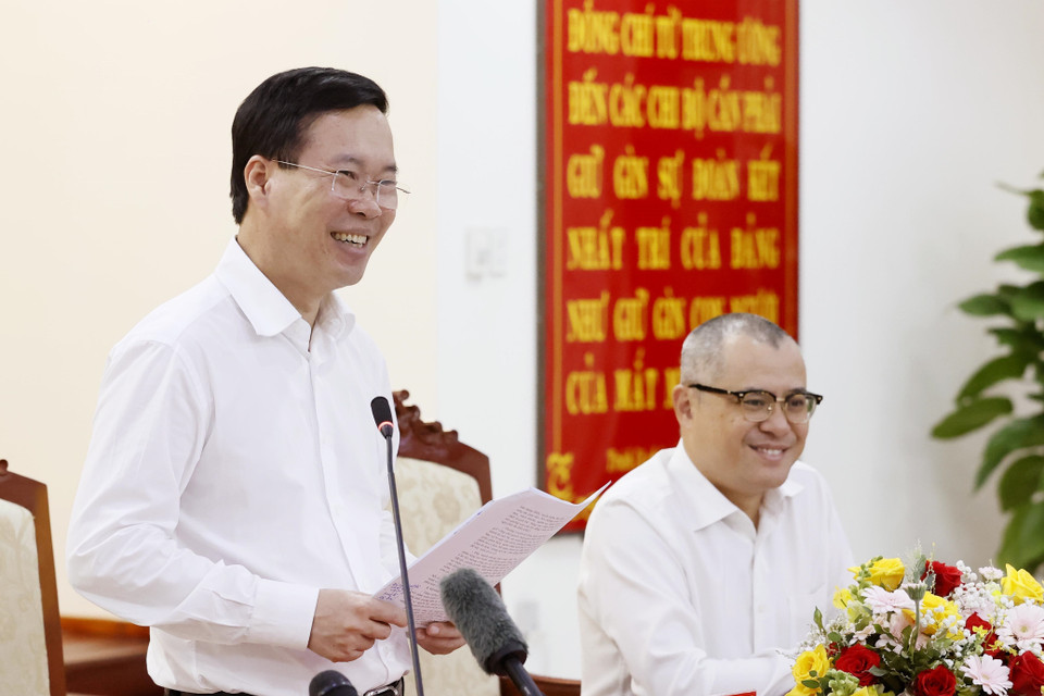 Chủ tịch nước Võ Văn Thưởng phát biểu chỉ đạo. (Ảnh: Thống Nhất/TTXVN)