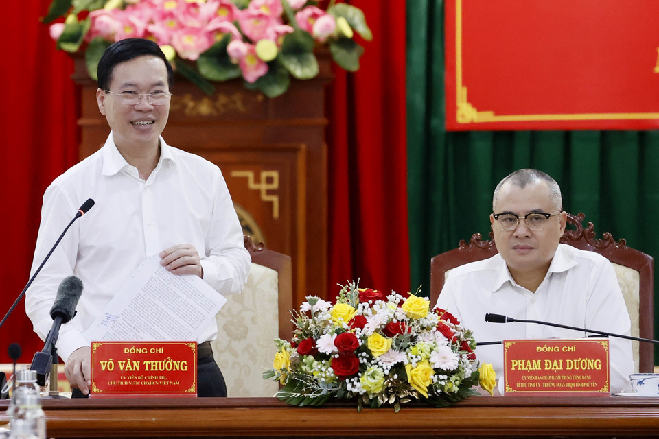 Chủ tịch nước Võ Văn Thưởng phát biểu chỉ đạo. (Ảnh: Thống Nhất/TTXVN)