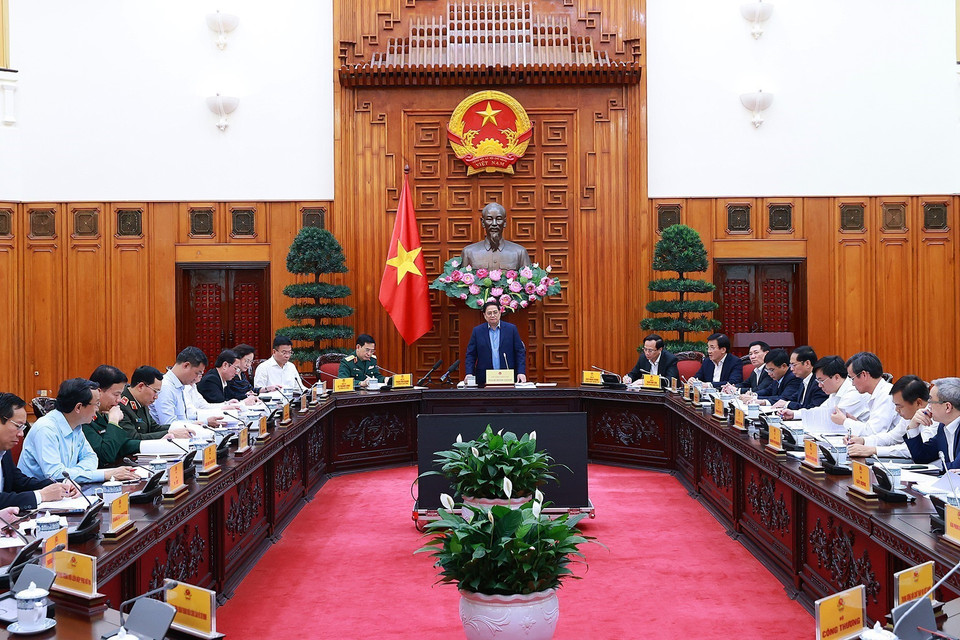 Chiều 10/3, tại Hà Nội, Thủ tướng Phạm Minh Chính, Trưởng Ban Chỉ đạo chủ trì Phiên họp thứ nhất Ban Chỉ đạo Phòng thủ dân sự quốc gia để đánh giá kết quả công tác năm 2022 và thảo luận nhiệm vụ trọng tâm năm 2023. (Ảnh: Dương Giang/TTXVN)