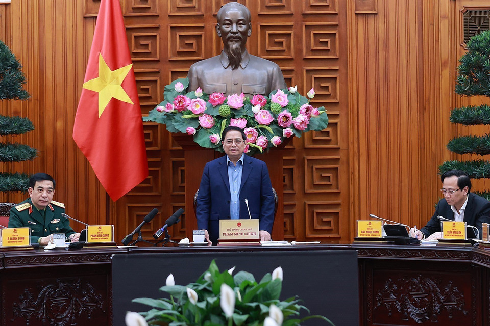 Thủ tướng Phạm Minh Chính, Trưởng Ban Chỉ đạo chủ trì phiên họp. (Ảnh: Dương Giang/TTXVN)