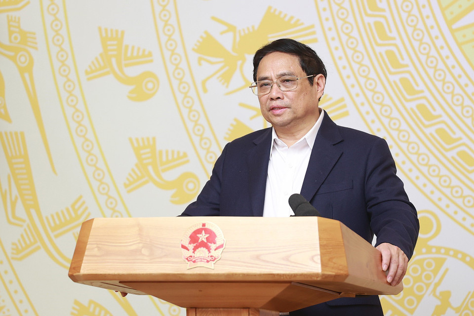 Thủ tướng Phạm Minh Chính phát biểu kết luận hội nghị. (Ảnh: Dương Giang/TTXVN)