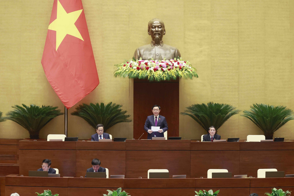 Chủ tịch Quốc hội Vương Đình Huệ phát biểu. (Ảnh: Doãn Tấn/TTXVN)