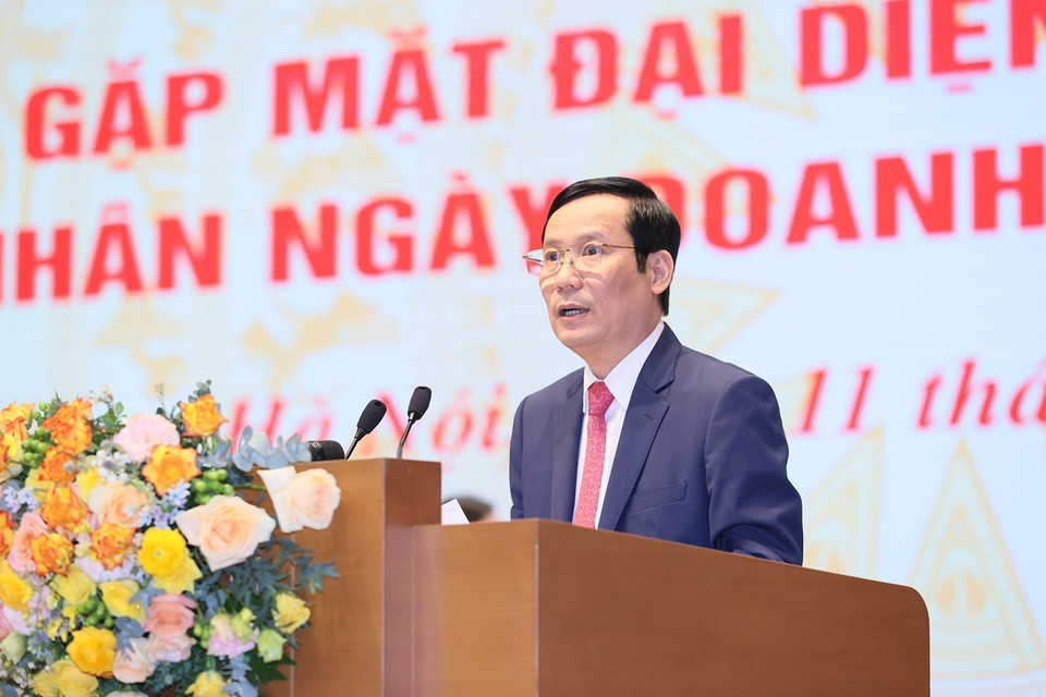 Chủ tịch VCCI Phạm Tấn Công phát biểu. (Ảnh: Dương Giang/TTXVN)