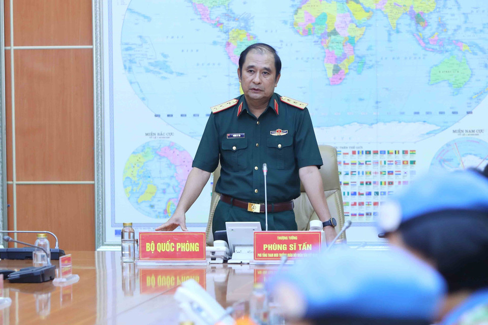 Thượng tướng Phùng Sĩ Tấn, Phó Tổng Tham mưu trưởng Quân đội nhân dân Việt Nam phát biểu tại buổi lễ. (Ảnh: An Đăng/TTXVN)