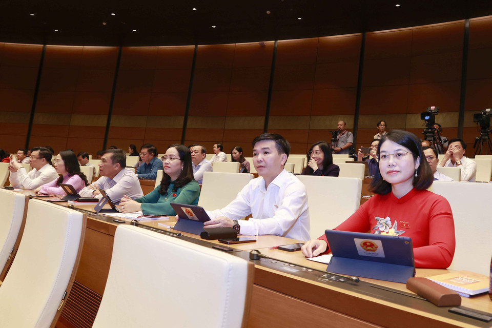 Đoàn Đại biểu Quốc hội tỉnh Bắc Kạn dự phiên họp. (Ảnh: Doãn Tấn/TTXVN)