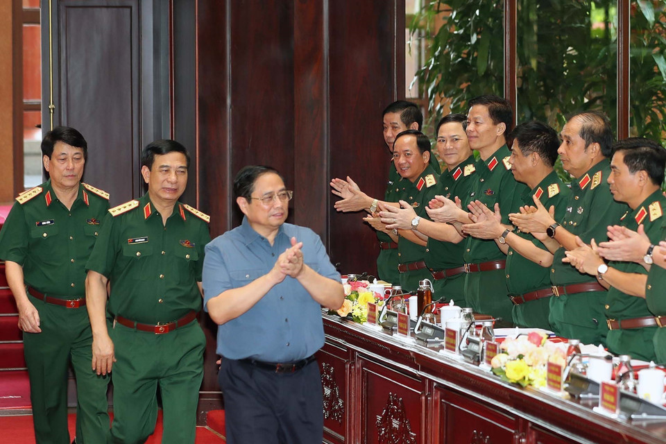 Thủ tướng Phạm Minh Chính đến dự hội nghị. (Ảnh: Trọng Đức/TTXVN)