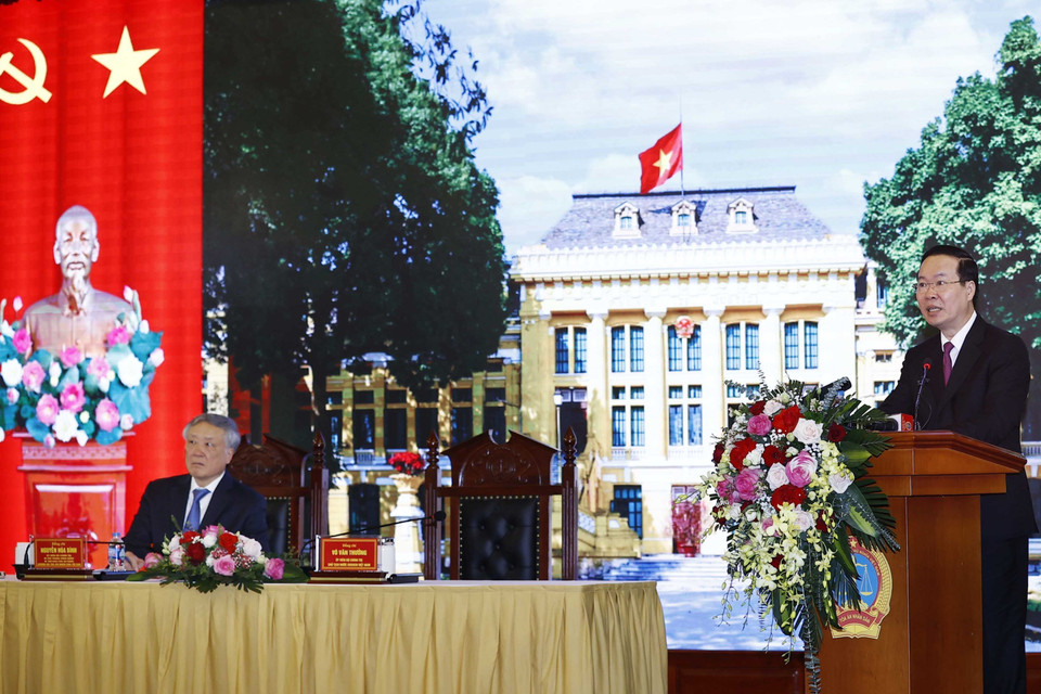 Chủ tịch nước Võ Văn Thưởng phát biểu chỉ đạo. (Ảnh: Thống Nhất/TTXVN)