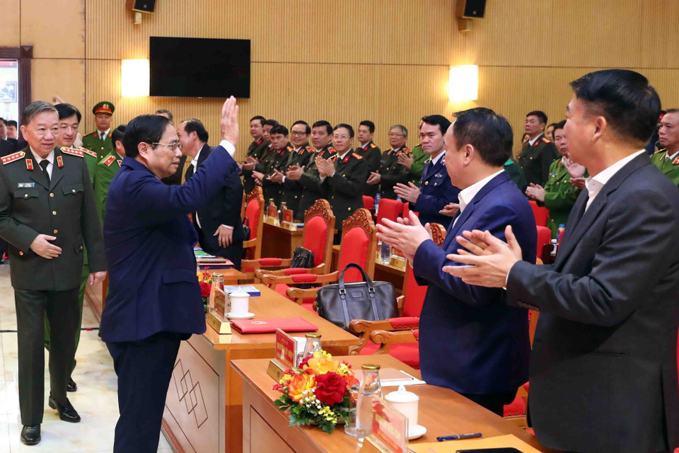 Sáng 10/3, tại Hà Nội, Thủ tướng Chính phủ Phạm Minh Chính tới dự hội nghị trực tuyến toàn quốc về phòng, chống ma túy. (Ảnh: Phạm Kiên/TTXVN)