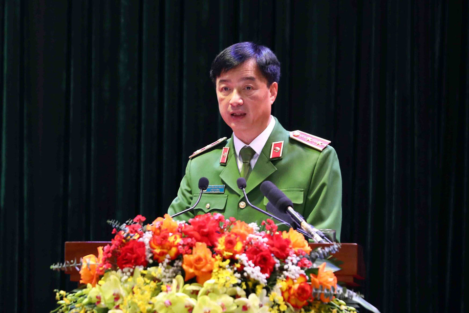 Trung tướng Nguyễn Duy Ngọc, Thứ trưởng Bộ Công an phát biểu. (Ảnh: Phạm Kiên/TTXVN)