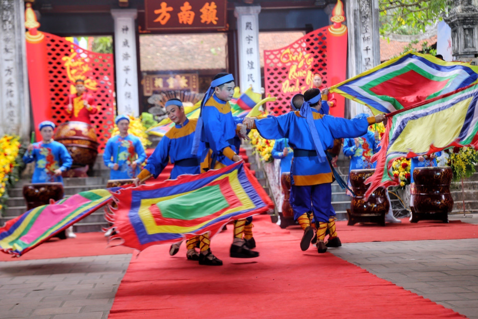 Màn sử thi về Thần tích Cao Sơn Đại Vương. (Ảnh: Tuấn Đức/TTXVN)