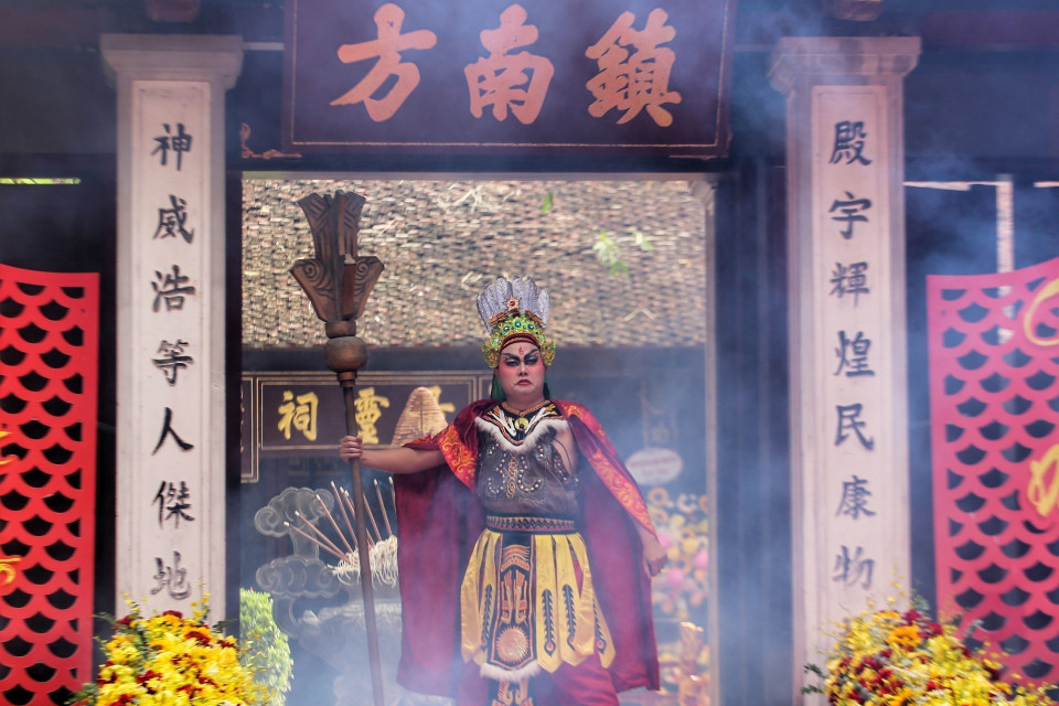 Thần Cao Sơn Đại Vương, tương truyền là con trai của Quốc Tổ Lạc Long Quân và Quốc Mẫu Âu Cơ. (Ảnh: Tuấn Đức/TTXVN)