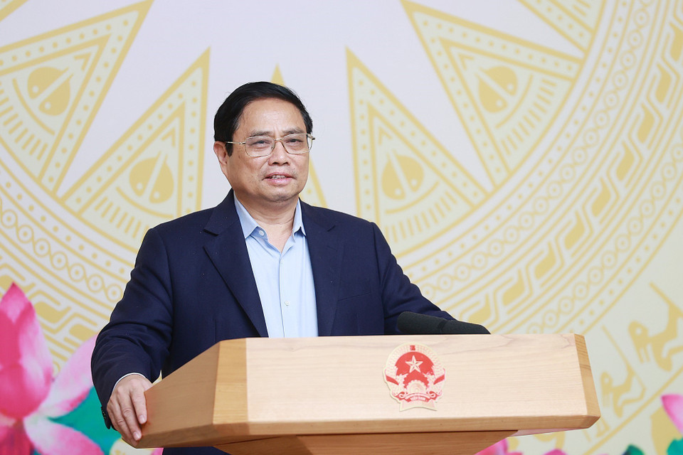 Thủ tướng Phạm Minh Chính phát biểu khai mạc phiên họp lần thứ 5 Ủy ban Quốc gia về chuyển đổi số. (Ảnh: Dương Giang/TTXVN)