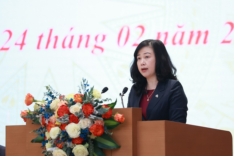 Bộ trưởng Bộ Y tế Đào Hồng Lan phát biểu khai mạc hội nghị. (Ảnh: Dương Giang/TTXVN)