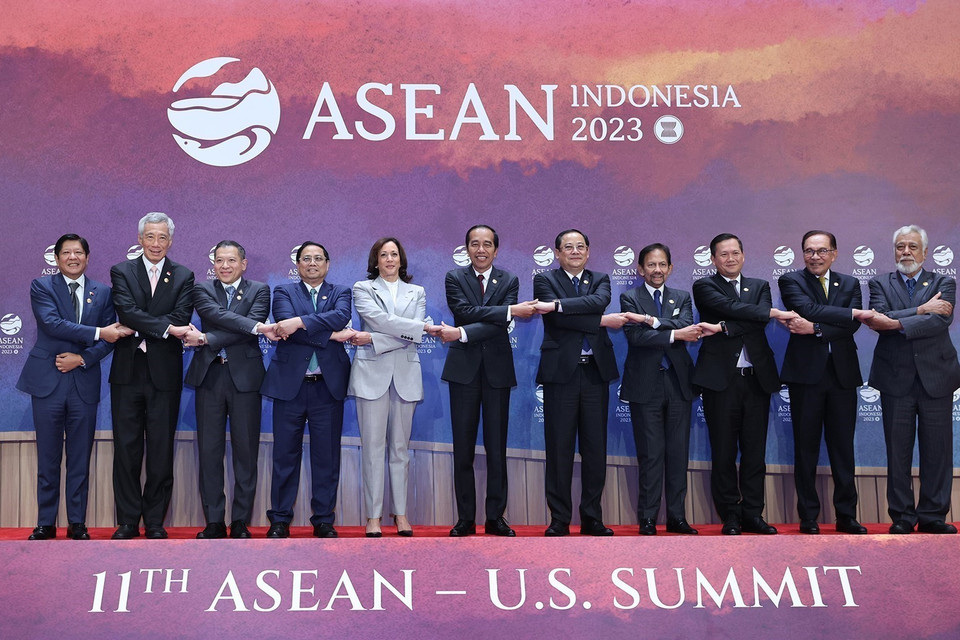 Thủ tướng Phạm Minh Chính và các Trưởng đoàn tham dự Hội nghị Cấp cao ASEAN-Hoa Kỳ lần thứ 11. (Ảnh: Dương Giang/TTXVN)